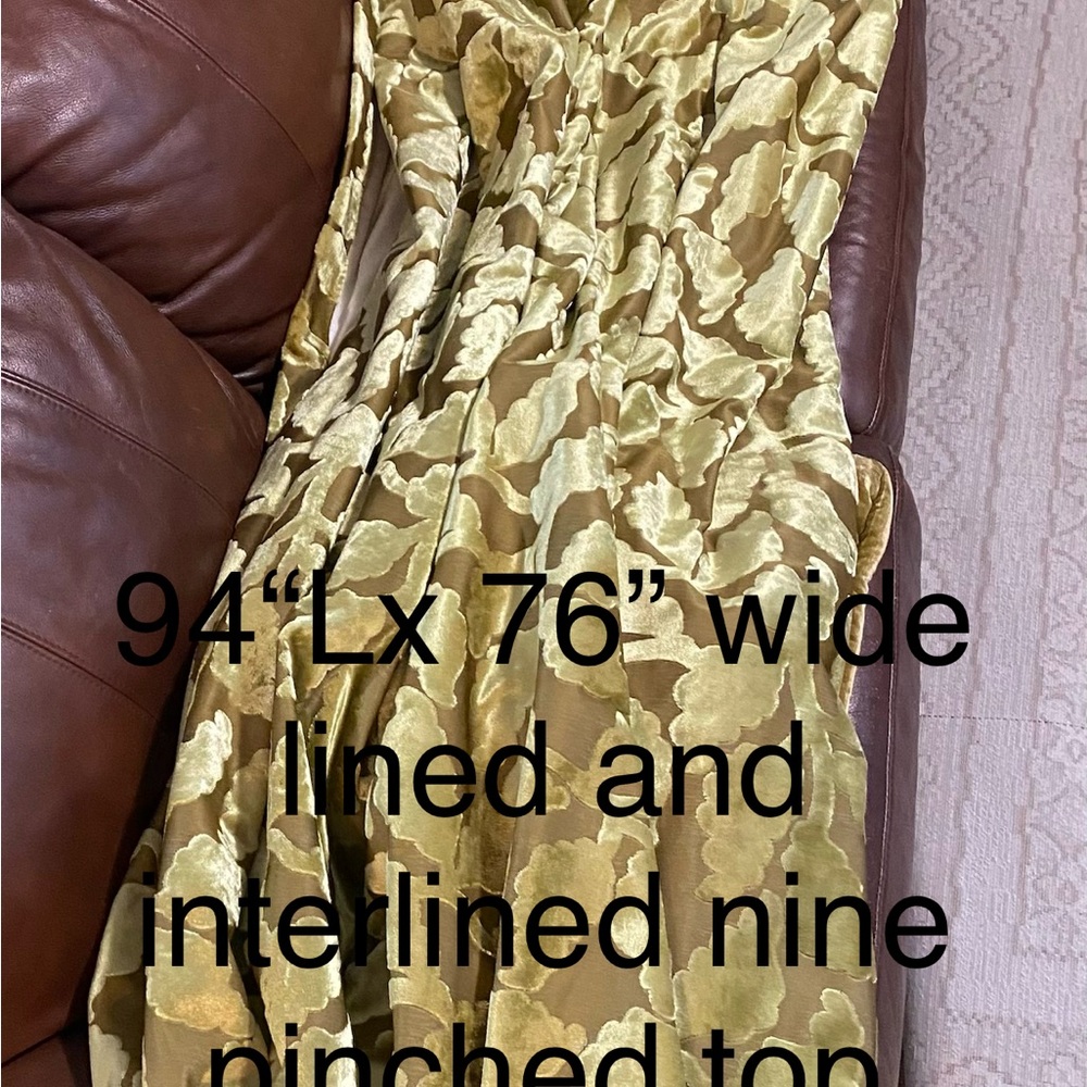 Elegant Gold and Brown Floral “burnout” Velvet Drapery GORGEOUS!!!🤩 one pair